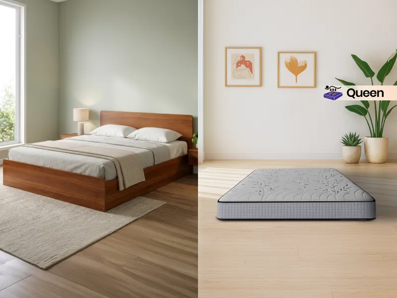 Luna Queen Engineered Wood (78 inches x 60 inches) With Mattress Queen Latex Foam (78 x 60 x 6 inches)